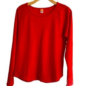 LUCY Boat Neck Long Sleeve Red Orange Shirt 
Size L